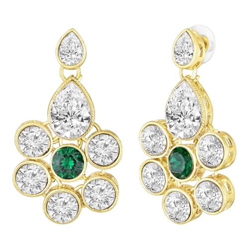 Image of Peora Crystal Studded Gold Plated Layered Long Necklace & Dangle Earring Jewellery Set for Women & Girls