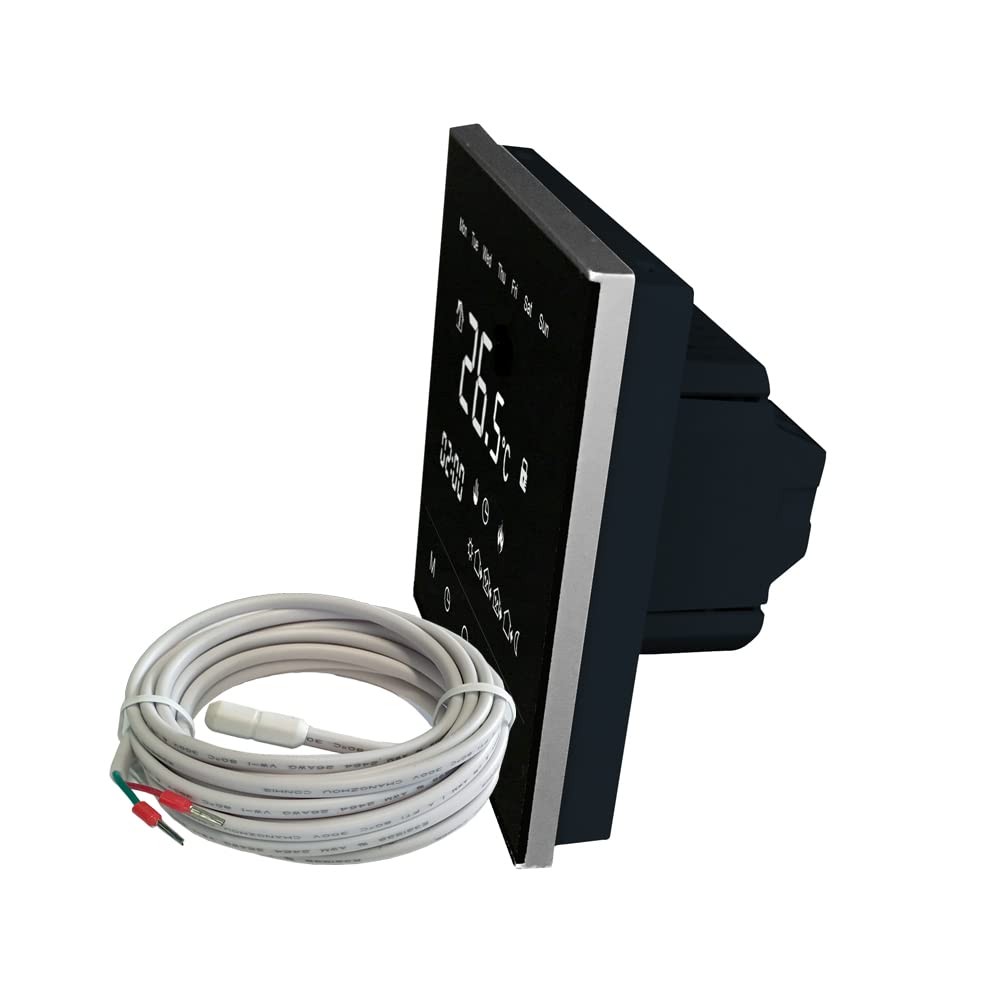 Design Touchscreen Thermostat Warm Life – Digitales Raumthermostat programmierbar mit Internem Temperatursensor und Bodenfühler - Heizungssteuerung für Fußbodenheizung. 16A