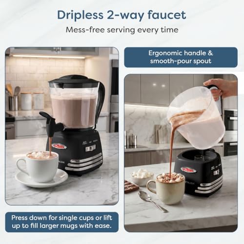 Image of Nostalgia Retro Hot Chocolate Maker & Milk Frother - 4-Cup Capacity, Heat & Froth Setting - For Cappuccinos, Lattes, Cold Drinks - Two-Way Dripless Spout