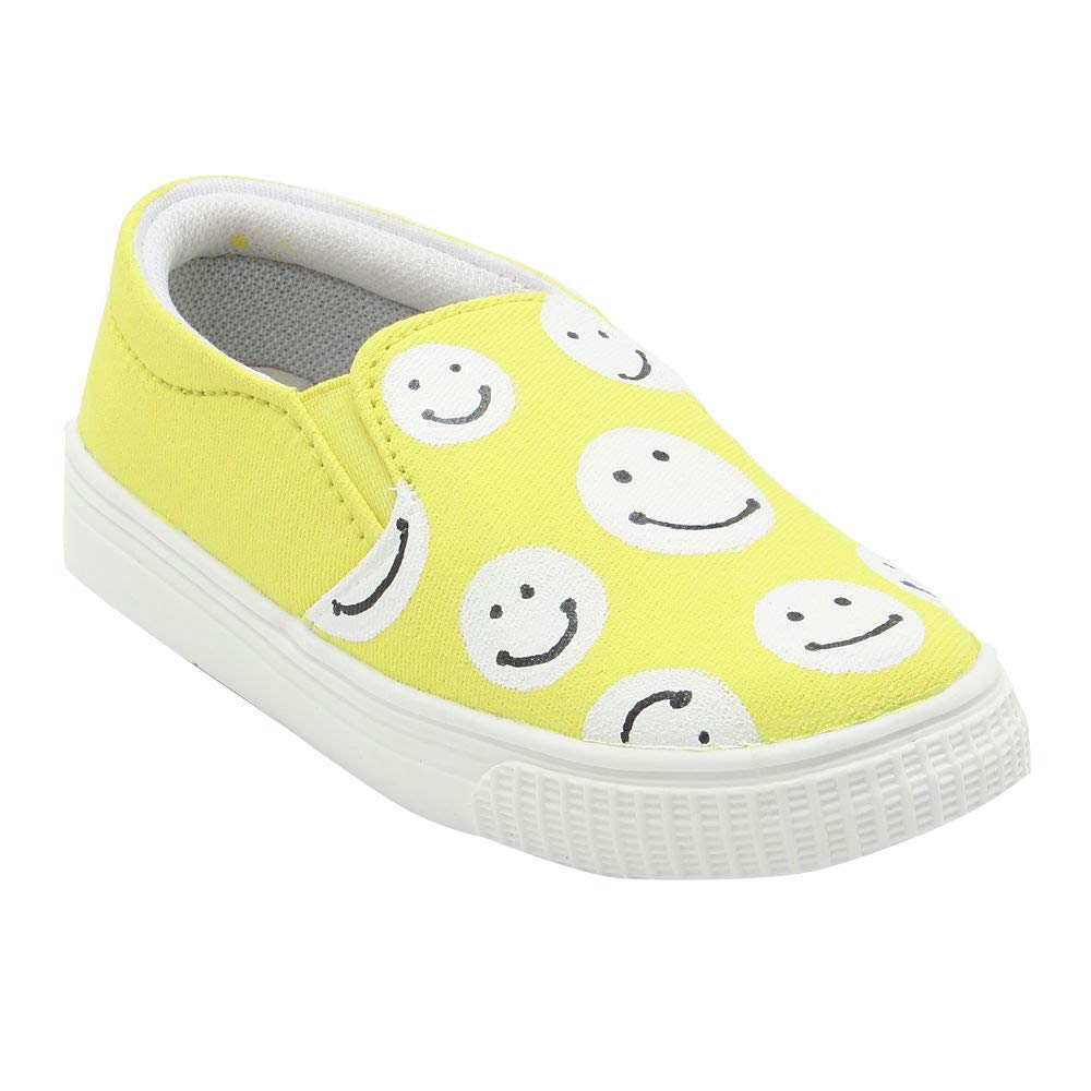 Hopscotch IMAGINO Baby Boys and Baby Girls Canvas Happy Smiley Painted Slip On Shoes in Yellow Color