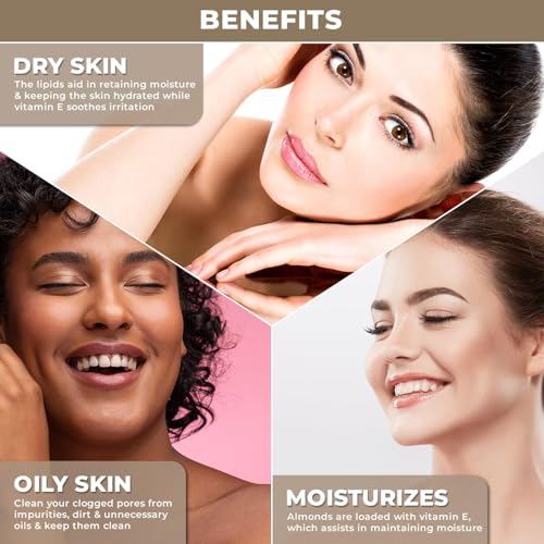 Image of Plant Based Sweet Almond Oil for Skin, Hair, Nails & Body - Organic Cold Pressed Badam Oil - Ideal for Glowing Skin, Hair Growth, Nail Care & Baby Massage