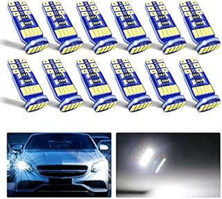 DoRight 12 Packs T10 194 W5W LED Car Bulbs 6500K White 2W Super Bright 15-SMD 4014 Chipsets 168 LED Light Bulbs W5W Replacement Bulbs for Car Interior Dome Map Door Courtesy License Plate Lights