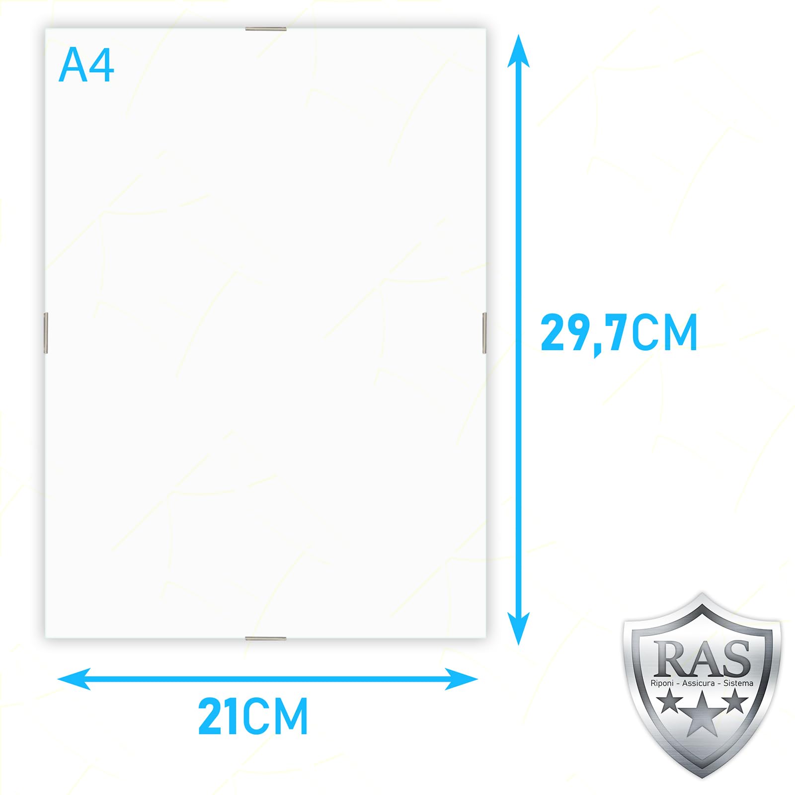 Sicignano Bilderrahmen, A4, 21 x 29,7 cm, mit Crilex-Glas, für Fotos, Drucke, Poster und Zertifikate, für Diplome und wichtige Dokumente, ideal für Büros, Studien und Schulen