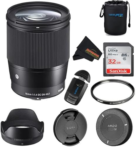 Sigma 16mm f1.4 DC DN Contemporary Lens for Sony E with Sunshine Photo Store Accessories Bundle - 4 Years USA Manufacturer Warranty