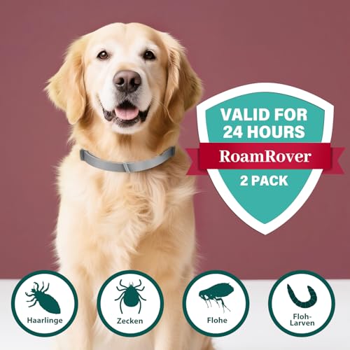 Zeckenhalsband für Hunde – Natürliches Ätherisches Öl, Wasserdicht & Verstellbar für Welpen und Hunde ab 8 Wochen, 16 Monate Schutz – Sicher mit Pflanzlichen Inhaltsstoffen(2Pcs)
