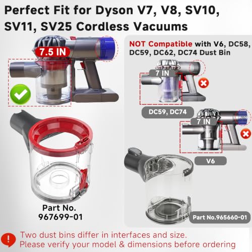 Image of Lemige Upgraded V7 V8 Dust Bin Canister Replacement Parts for Dyson V7 V8