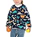 Produktbild Camilife Baby Kleinkind Jungen Mädchen Verdickte Polarfleece Jacke mit Kapuze Reißverschluss Fleecejacke Kapuzejacke Kinderjacke für Herbst Winter - Dinosaurier Muster Dunkelblau Herstellergr. 90