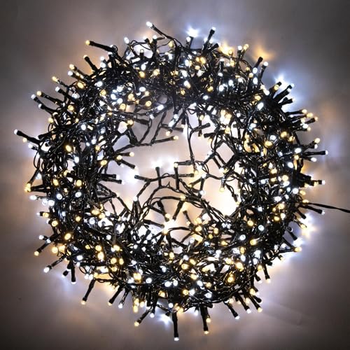 SHATCHI 2000LEDs Christmas Tree Compact Cluster Fairy Lights Multifunction 8 Light Modes, Timer Green Cable Indoor/Outdoor Low Voltage Holiday Home Decorations