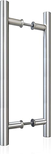 JUBEST Manija de puerta de acero inoxidable de 16 pulgadas, manija de puerta corredera en forma de H de doble cara, manija de puerta giratoria