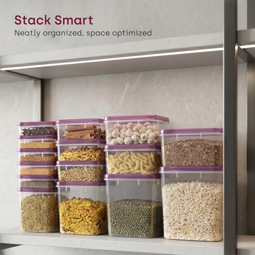 Image of Store Smart Airtight Food Storage Containers | Set Of 6-500Ml BPA Free, Microwave, Freezer & Dishwasher Safe Stackable Compact Box for Snacks, Meal Prep Fridge | Purple