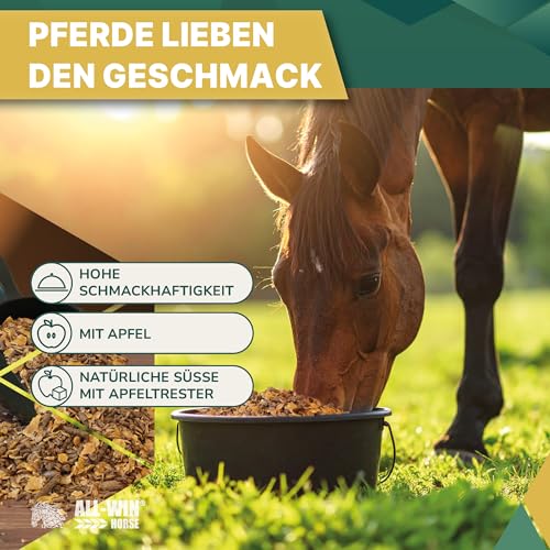 ALL-WIN Horse Meal Deal 15 kg | Haferfreies Pferdemüsli mit Apfel für hohe Schmackhaftigkeit | Reich an Vitamin E & Biotin | Ergänzungsfutter für Vitalität & Glanz