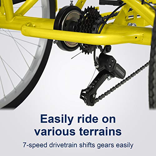 Adult Tricycles 7 Speed, Adult Tricycle Trikes 24/26 inch 3 Wheel Bikes, Three-Wheeled Bicycles Cruise Trike with Shopping Basket for Seniors Women Men, Men\'s Women\'s Cycling Exercise Recumbent Bike - Thumbnail 6