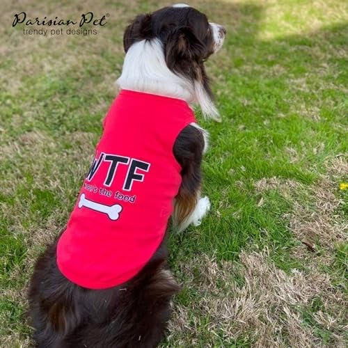 Parisian Pet Unisex Dog Tshirt - Embroidered " Wtf (Where’S The Food) " Dog Shirt Lightweight thumb #5