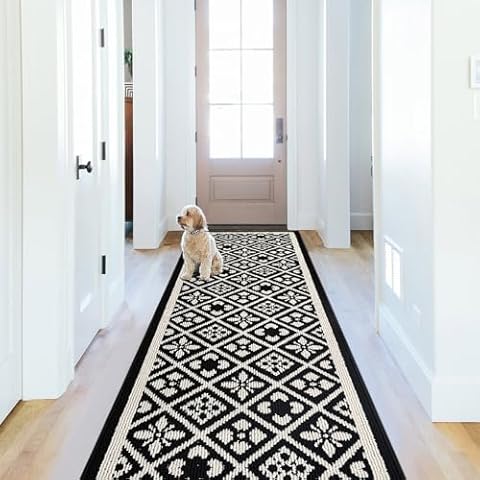 Ileading Laundry Room Runner Rug 2x6ft Non Slip Funny Kitchen Floor Mats with Rubber Backing Machine Washable Low Profile Indoor Decor Carpet for Doormat Hallway Entryway Petmat Garage Balcony(Black) Cover