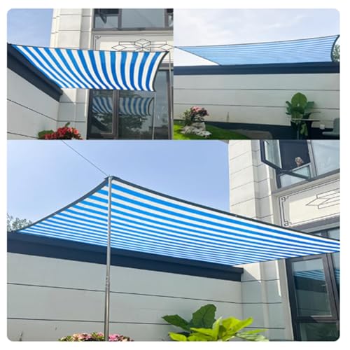 Vela parasol rectangular de 1,83x3 m con rayas azules y blancas para jardín y terraza 4