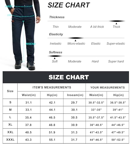 Libin Thermohose Herren Skihose Wanderhose Winter Softshellhose Winterhose Outdoorhose Wasserdicht Schneehose Regenhose Trekkinghose, Schwarz L