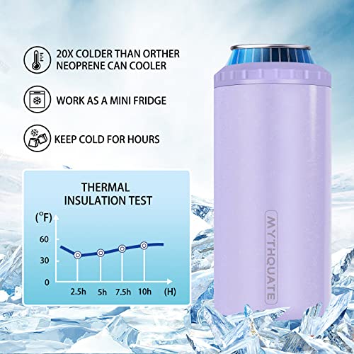 3 In 1 Slim Can Cooler For 12 Oz Skinny Can, Regular Can & Beer Bottle - Keep Cold For 6 Hours - Double Walled Insulated Stainless Steel Vacuum Beverage Can Insulator (Lavender Purple) #TOP2