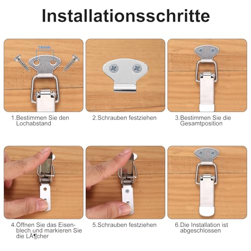 11 Pcs Spring Loaded Toggle Latches, Stainless Steel Toggle Latches and Catches, Tension Clasp - Image 4