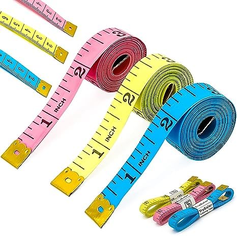 3 Pack Soft Body Measurements Tape Measure Measuring Dual Sided Scale 60 Inches/ 150 Cm for Weight Loss Fabric Sewing Tailor Cloth Knitting Home Craft (Multicolor)