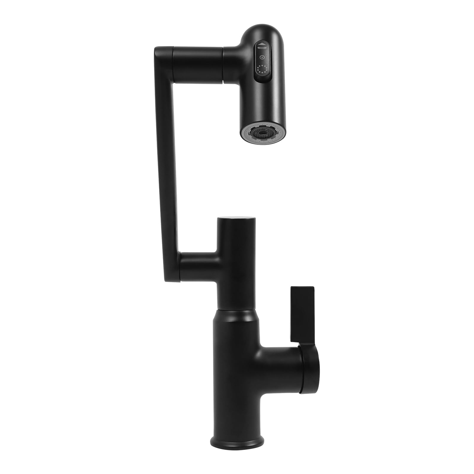 Grifo giratorio de cocina con indicador de temperatura LED, 3 modos de salida de agua, grifo de latón multifuncional para apartamentos, baños, cocina (negro)