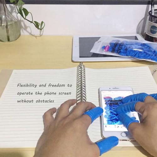 Image of Medium Disposable Nitrile Finger Cots, Anti-Static Non-allergenic Finger Protectors,Suitable for Beauty, Cleaning, Massage,Electronic Repair 100 pcs (Blue)