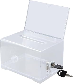 Donation Box Transparent Lockable Ballot Box with Key