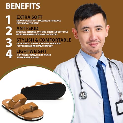 Image of DOCTOR HEALTH SUPER SOFT Men's Casual Slippers with Soft Cushioned Sole, Double Strap with Toe Loop Design, Lightweight Anti-Slip Everyday Wear Slippers for Home and Outdoor Use