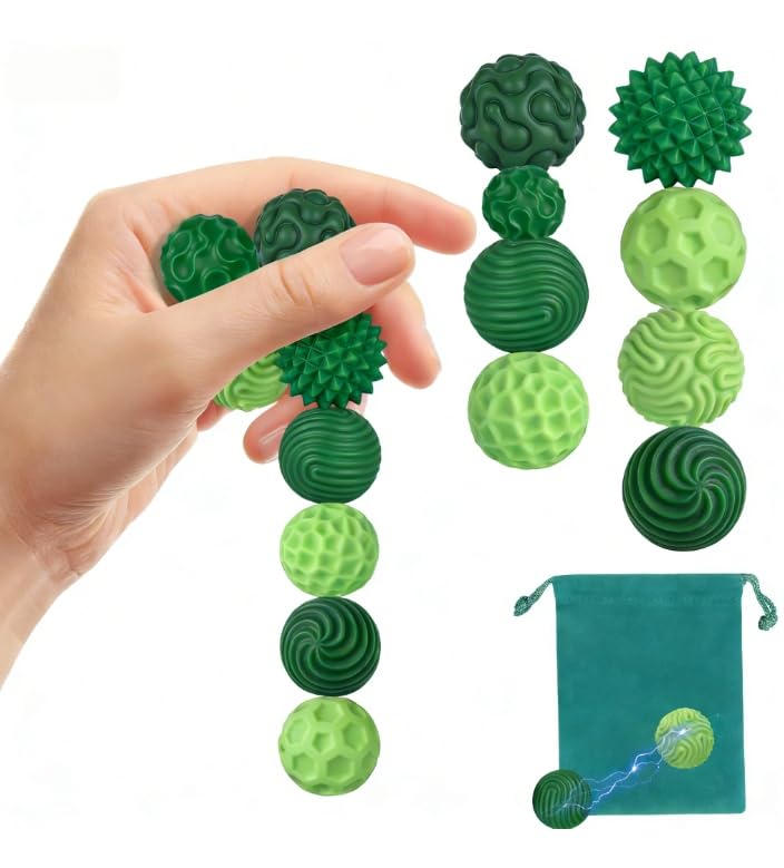 8 Stück Magnetische Fidget Toys, Magnetkugeln, sensorisches Silikon-Spielzeug, magnetische Anziehungskraft, Stressabbau-Bälle mit Silikonhülle, Stressabbau (GrünTasche, Klein)