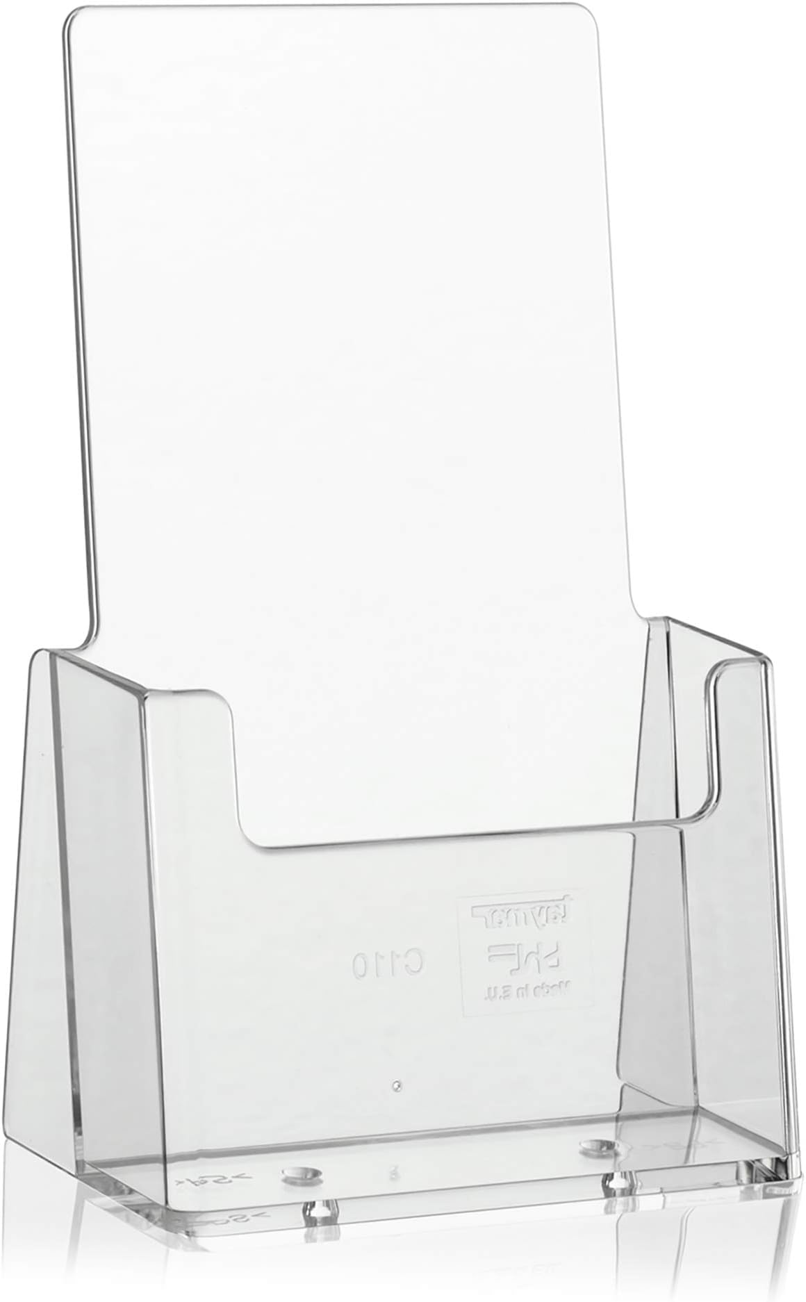 Taymar Présentoir à flyers DIN long stable de la marque en tant que présentoir de table transparent trifold pour flyers DL et cartes postales DIN A6 (Lot de 5)