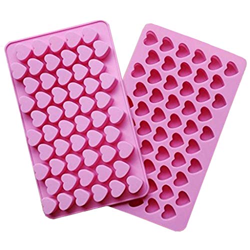 CIMERAC Silicone Mold Mini Heart Shape Silicone Ice Cube Molds Trays/Chocolate Mold Pink
