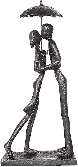 DreamsEden Affectionate Couple Art Iron Sculpture, Passionate Love Statue Romantic Metal Ornament Figurine Home & Office Decoration (Style 1)