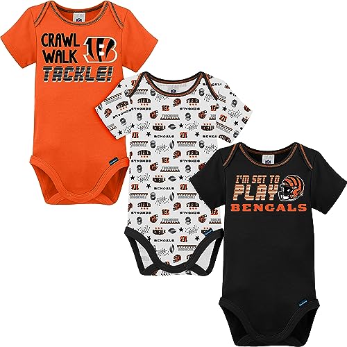 Image of Gerber NFL unisex-baby Nfl Team 3 Pack Short Sleeve Onesie Bodysuit
