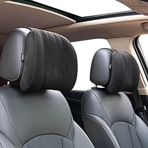 Forbell Auto Kopfstütze Nackenkissen Zubehör Kissen Memory Baumwolle Autozubehör Kopfstütze Kopfstütze Kissen für Auto Wildleder (Schwarz)