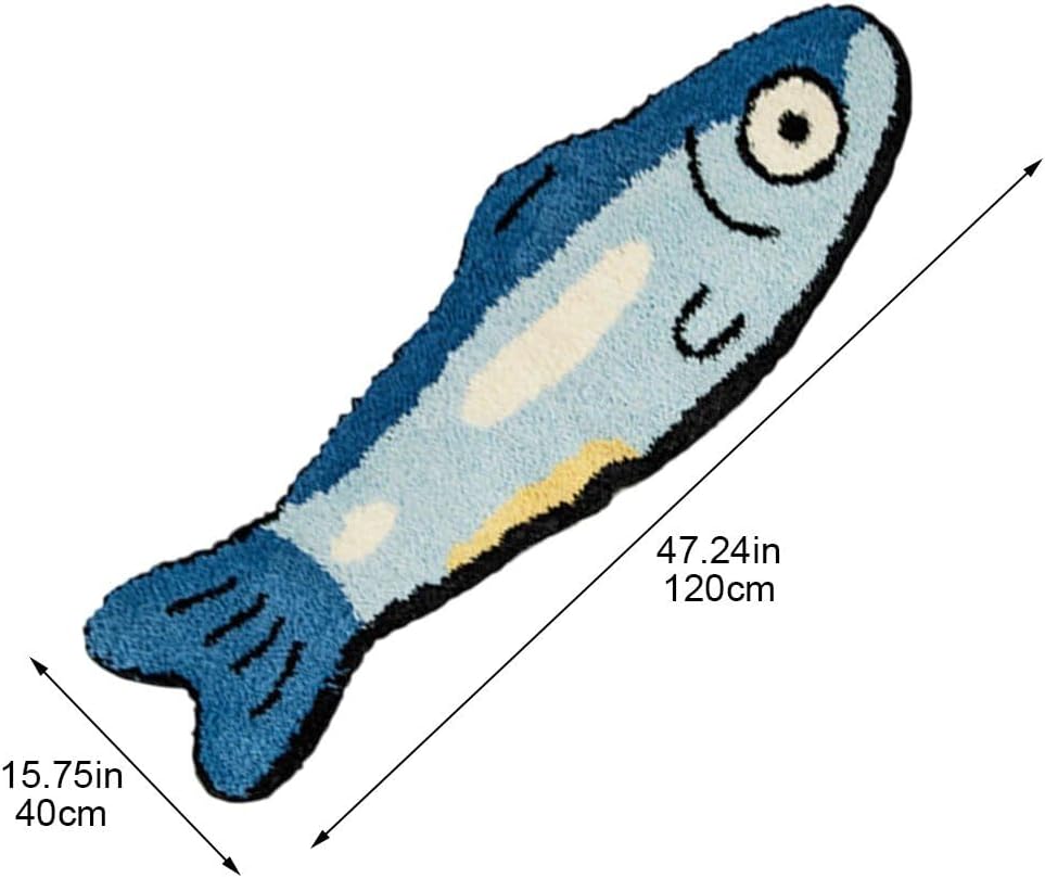 Cute Fish Bath Mat Non-Slip Absorbent Bathroom Rug Fish Shape Soft Washable Bath Mat Bathroom Floor Mat Shower Rug Door Mat Carpet for Home