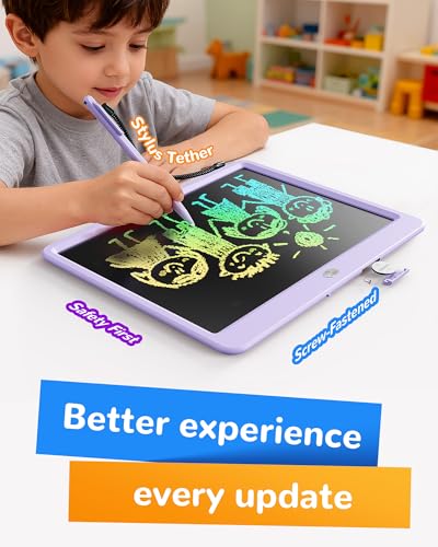 Image of KOKODI LCD Writing Tablet, 12 Inch Colorful Toddler Doodle Board Drawing Tablet, Erasable Reusable Electronic Drawing Pads, Educational and Learning Toy for 3-6 Years Old Boy and Girls(Purple)