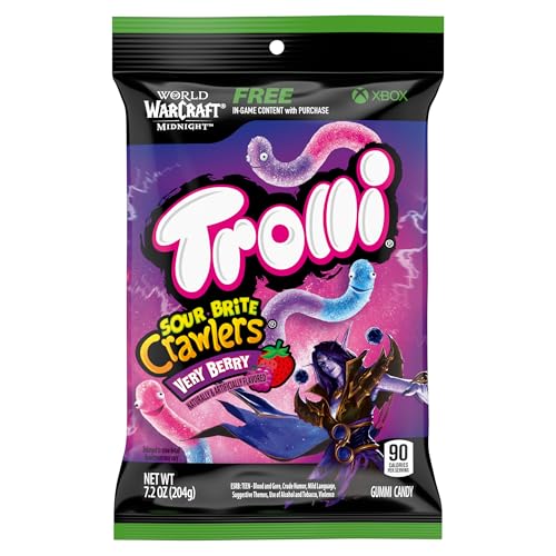Trolli Sour Brite Crawlers Candy, Very Berry, Sweet and Sour, Gummy Worms, 7.2 oz
