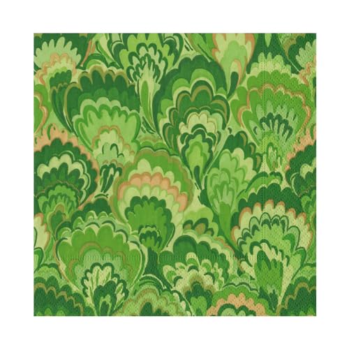 Caspari Marbled Ceramica Green Luncheon Napkins - Includes 20 Luncheon Napkins