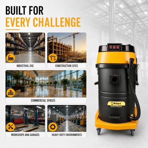 Image of Pilot Vacuum Cleaner for House 100L /4500W Triple Copper Motor /3000mm H₂O Powerful Suction /Heavy Duty Industrial & Commercial Vacuum Cleaner with HEPA Filter