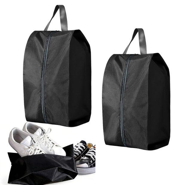 Set de 2 Bolsas para Zapatos, Bolsas Impermeables para Viaje, Organizador de Calzado Resistente a la Suciedad, para Viajes, Vacaciones y Deportes, Negro, hasta Talla EU 47, Compactas y Prácticas