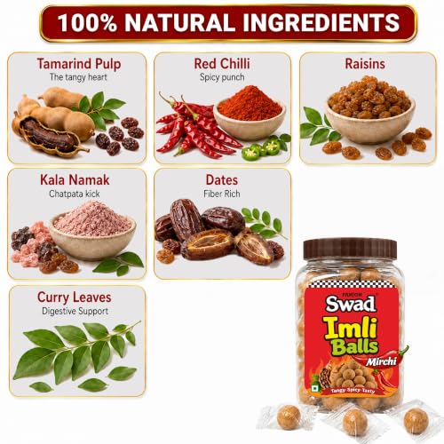 Image of Swad Mirchi Imli Balls Khatti Meethi Candy, Tangy Candy 220g (Pack of 1)