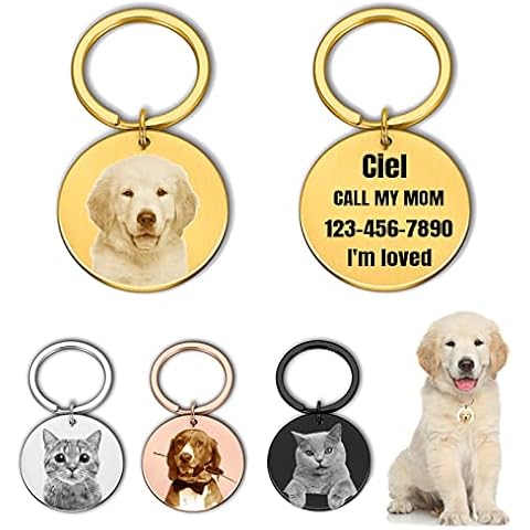 Buaodam Custom Stainless Steel Pet ID Tags Front & Back with Engraved Photo Logo and Text,Personalized Dog Tags,Cat Tags,Pet Tags,Personalized Pet Gift for Friend Cover
