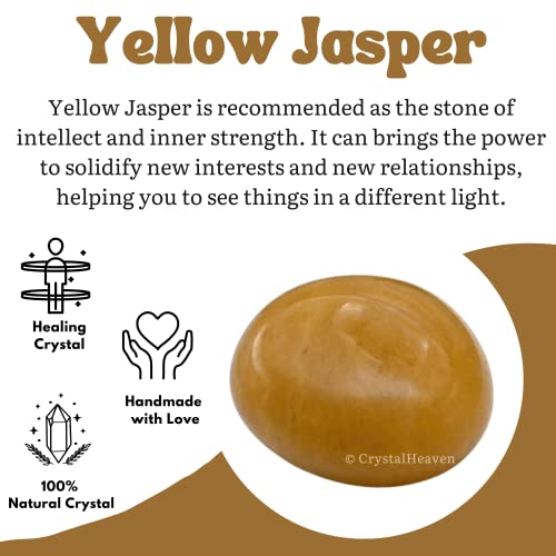 Image of Certified Yellow Jasper Crystal Healing Tumbled Stone, Natural Polished Crystals for DIY Crafts, Manifestation, Meditation, Pooja Feng Shui and Reiki Healing (30 Grams)