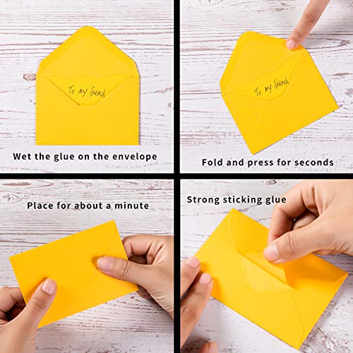 100 Pack Mini Envelopes With Colorful Blank Note Cards Small Self-Adhesive Envelopes Small Business Card Envelopes(4 X 2.7 Inches, 10 Colors) (Multicolored) #TOP3