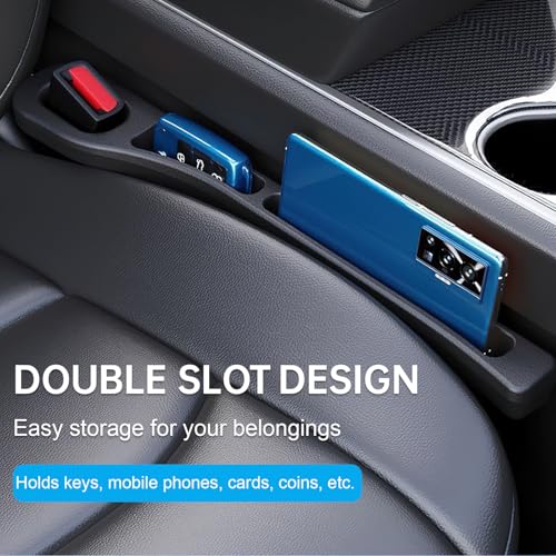ACTOYS Aufbewahrungsbox für Autositze, 2 PCS Autositz Universal Lückenfüller, Car Seat Gap Filler Organizer, Autositz Organizer Sitzlückenfüller für Aufbewahren von Schlüsseln und Kleingeld (Schwarz)