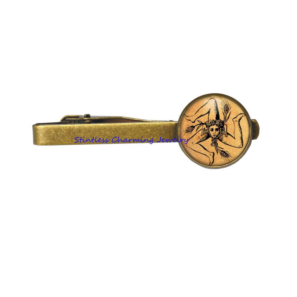 Trinacria Pentagram Jewelry Magic Tie Clip Occult Tie Pin,Mythology Mystery pedant-JV243