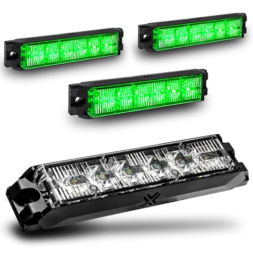 Image of LAMPHUS 4pc NanoFlare 5 inch 6W Green LED Surface Mount Police Grill Strobe Warning Lights [SAE Class 1] 12V Rectangle Grille Flashing Emergency Fire Lights for EMS Rescue Service Vehicle Cars