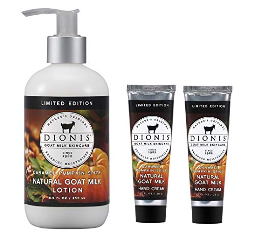 Dionis Goat Milk Body Lotion and Hand Cream 3 Piece Gift Set - Caramel Pumpkin Spice