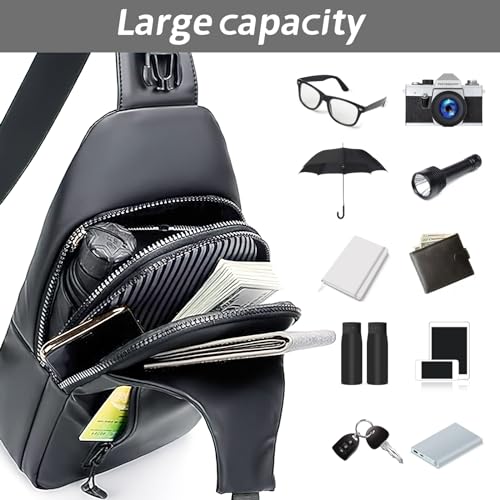 Jupsk Sling Bag Crossbody Backpack Shoulder Bag for Men,Waterproof Sling Chest Bag with USB Charging Port,Lightweight Sling Rucksack Bag,Multipurpose Casual Sling Bags for Sports Outdoor Traveling - Image 4