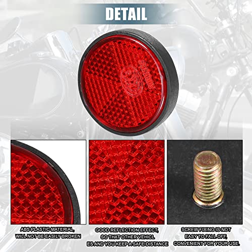 Image of X AUTOHAUX Round Rear Reflectors Screw on for Cars Trailer Motorcycle | Red, 44mm, Safety spoke reflective gate posts reflector, for Trucks Boat Bicycle Bike, 8 Pcs