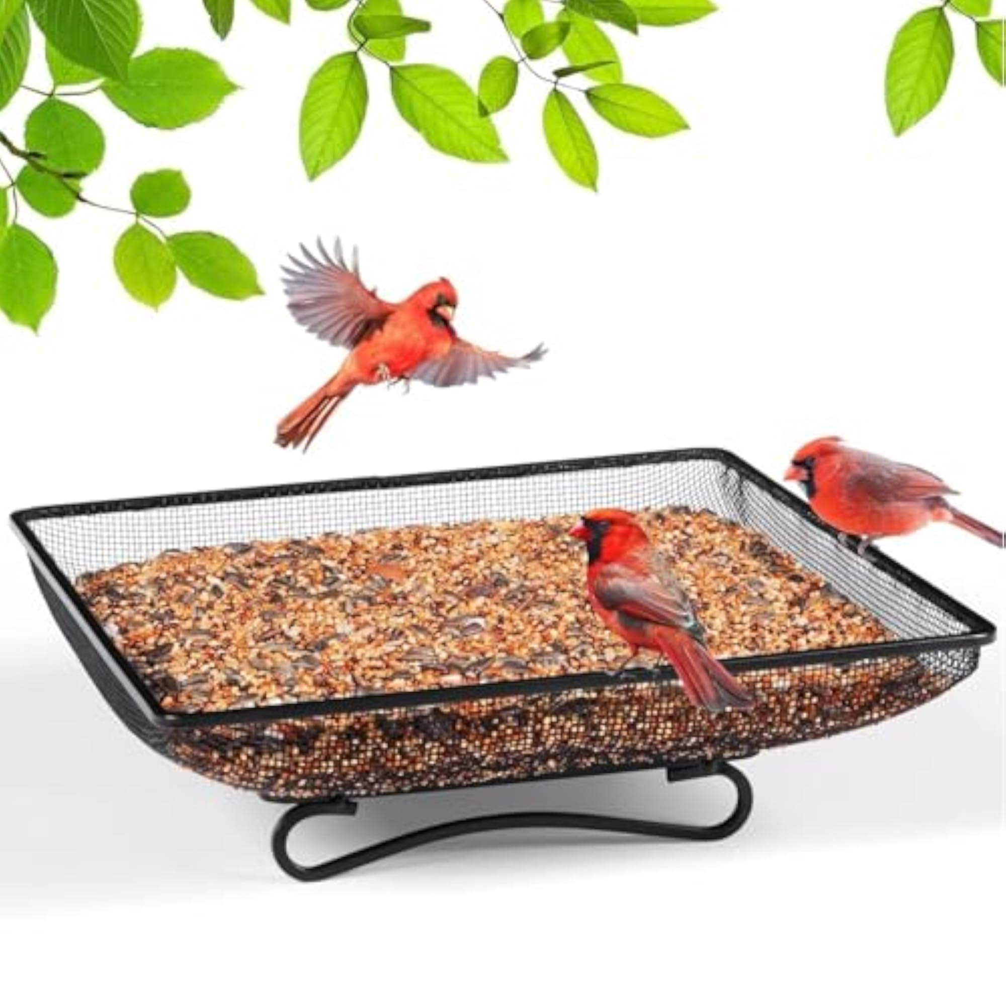 Ground Bird Feeder Tray Metal Mesh Platform
